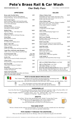 Regular Menu - Pete`s Brass Rail