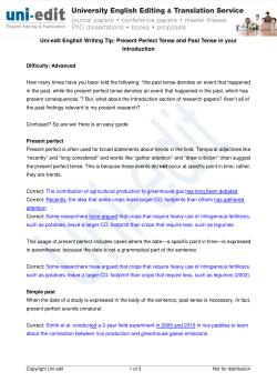 Present Perfect Tense and Past Tense in your Introduction - Uni-Edit
