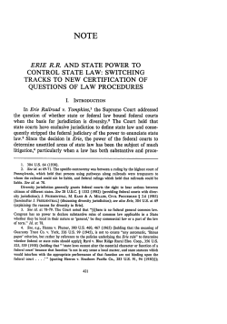 Erie RR and State Power to Control State Law