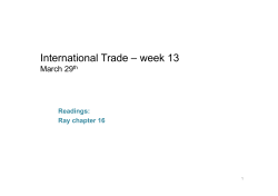 International Trade &ndash; week 13