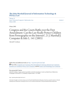 Congress and the Courts Battle over the First Amendment: Can the