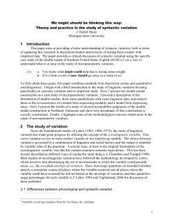 Theory and Practice in syntactic variation