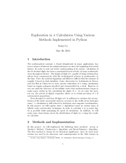 Exploration in π Calculation Using Various Methods Implemented in