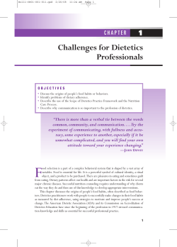 Challenges for Dietetics Professionals