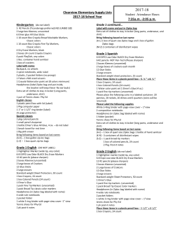 Clearview Elementary Supply Lists 2016