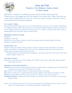 Kids Matter “Wish List”