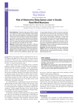 Risk of Obstructive Sleep Apnea Lower in Double Reed Wind