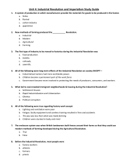 Unit 4: Industrial Revolution and Imperialism Study Guide