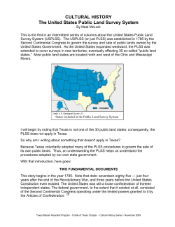 CULTURAL HISTORY The United States Public Land Survey System