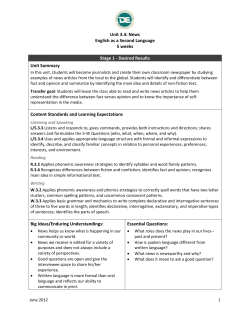 Unit 3.4: News English as a Second Language 5 weeks 0BStage 1