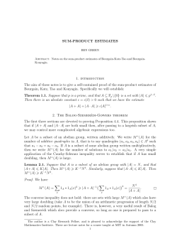 SUM-PRODUCT ESTIMATES 1. introduction The aim of these notes