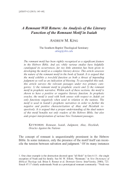A Remnant Will Return: An Analysis of the Literary Function of the