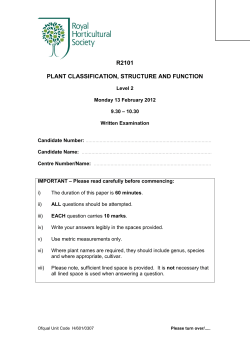 R2101 PLANT CLASSIFICATION, STRUCTURE AND FUNCTION