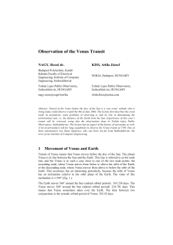 Observation of the Venus Transit
