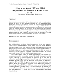 Living in an Age of HIV and AIDS - Nordic Journal of African Studies
