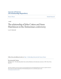 The relationship of John Cotton and Anne Hutchinson in the
