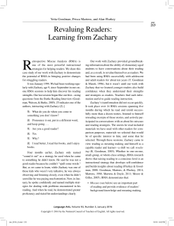 Revaluing Readers: Learning from Zachary