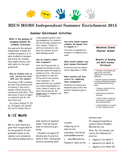 MICS MS/HS Independent Summer Enrichment 2015