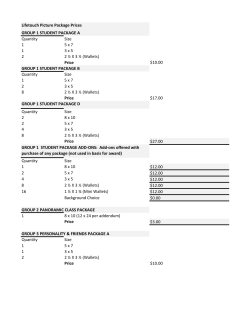 Quantity Size 1 5 x 7 1 3 x 5 2 2 &frac12; X 3 &frac12; (Wallets) Price $10.00