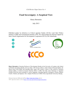 Food Sovereignty: A Sceptical View - International Institute of Social