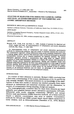 ANALYSIS OF SEAWATER FOR DISSOLVED CADMIUM, COPPER