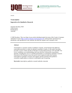 Transcription: Imperatives for Qualitative Research