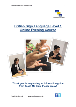 British Sign Language Level 1 Online Evening