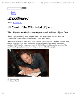 Jazz Columns: Eli Yamin: The Whirlwind of Jazz