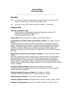 Iain Crawford Curriculum Vitae Education Positions Held