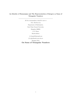 On Sums of Triangular Numbers