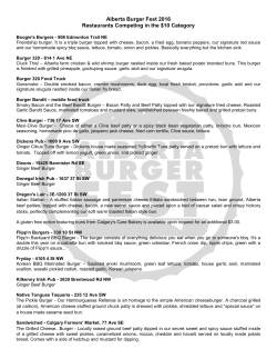 Alberta Burger Fest 2016 Restaurants Competing in