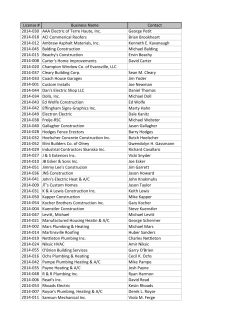 License # Business Name Contact