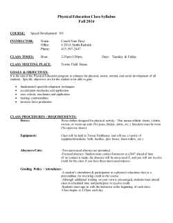 Physical Education Class Syllabus