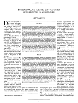 BIOTECHNOLOGY FOR THE 21sT CENTURY