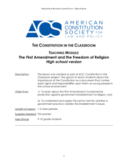High School Freedom of Religion Lesson Plan Spring