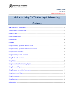 Guide to Using OSCOLA for Legal Referencing Contents
