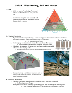 Unit 4 : Weathering, Soil and Water