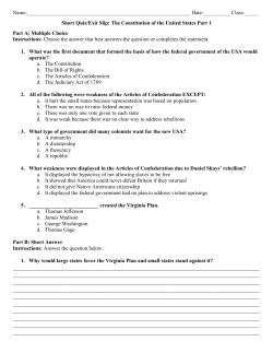 Short Quiz/Exit Slip: The Constit