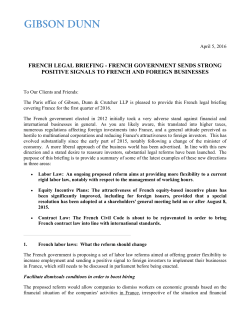 French Legal Briefing - French Government Sends Strong Positive