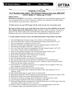 Ch 27 Reading Study Guide: &ldquo;The Ottoman