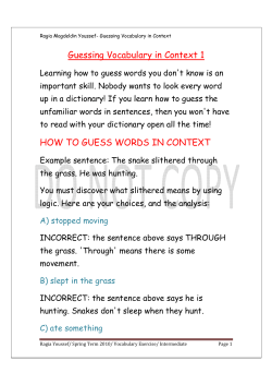Guessing Vocabulary in Context 1 HOW TO GUESS WORDS IN