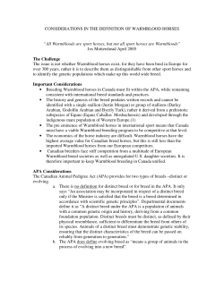 CONSIDERATIONS IN THE DEFINITION OF WARMBLOOD
