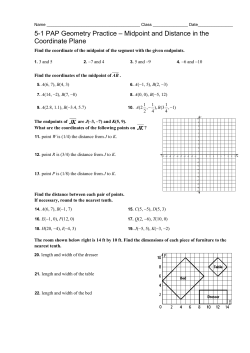 5-1 PAP Geometry Practice &ndash; Midpoint and Distance in the