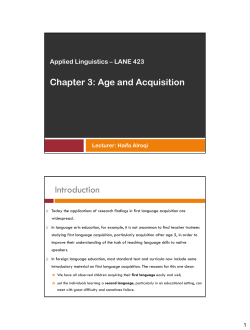 Chapter 3: Age and Acquisition