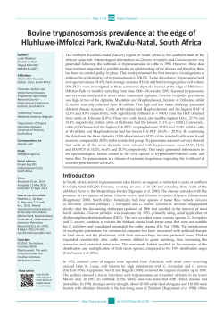 Bovine trypanosomosis prevalence at the edge of Hluhluwe