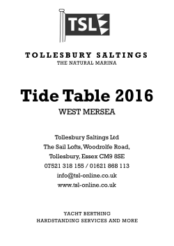 Tide Table 2016 - Tollesbury Saltings Ltd (TSL) &ndash; The Natural Marina