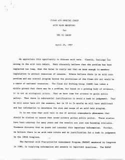 April 22, 1987 We appreciate this opportunity to discuss acid rain