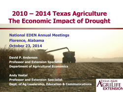 2010 &ndash; 2014 Texas Agriculture The Economic Impact of Drought