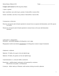 Marine Botany Midterm 2014 Name: 1 Compare and Contrast the
