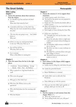 The Great Gatsby, Pearson, Activity Worksheets